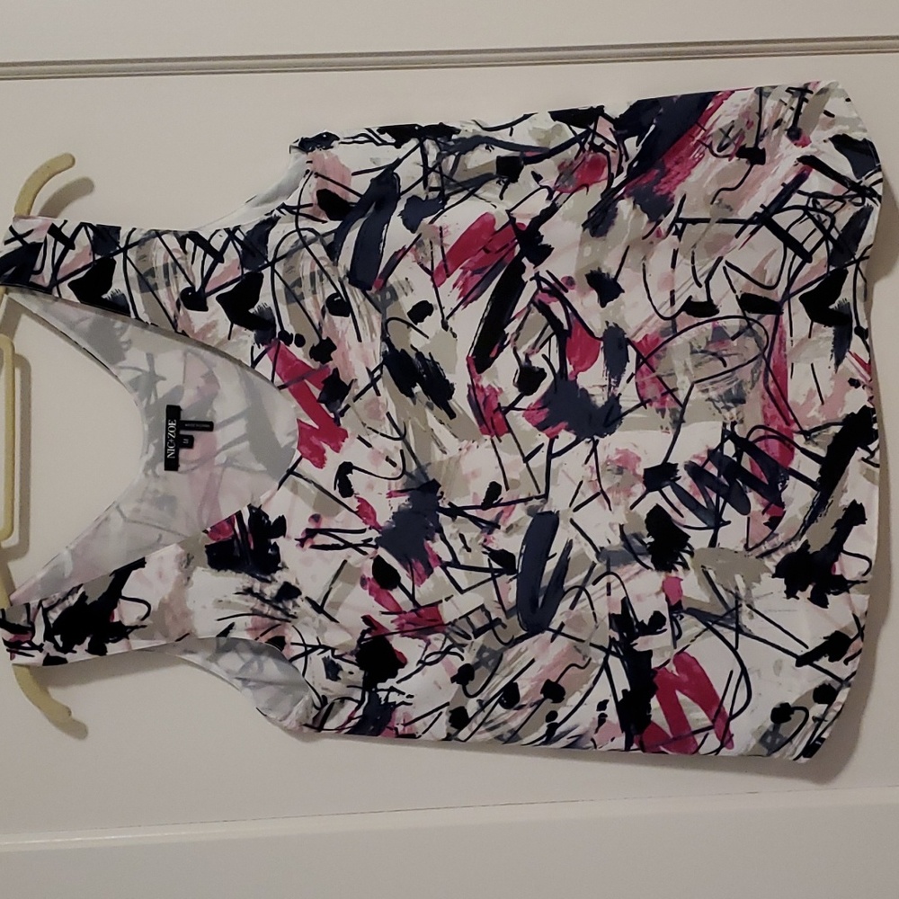 NIC+ZOE Abstract Art Scoop Neck Tank Top